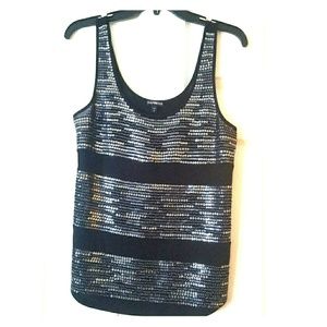 Express Sequin Black Scoop Neck Sleeveless Top